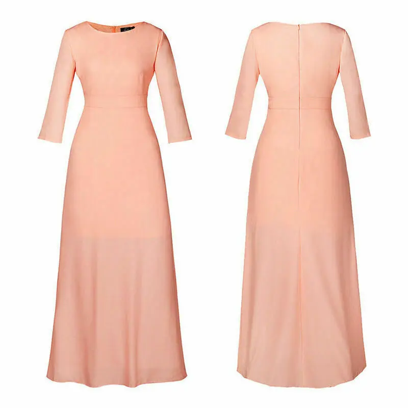 Big Size Retro Women Vintage Long Dress Zipper Half Sleeve Maxi Dress  High Waist Big Swing Elegant Evening Party Dress S-2XL