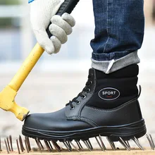 Зимние рабочие ботинки теплые меховые мужские ботинки защитная обувь со стальным носком зимние ботинки мужские рабочие ботинки мужская обувь сапоги для взрослых мужчин 39