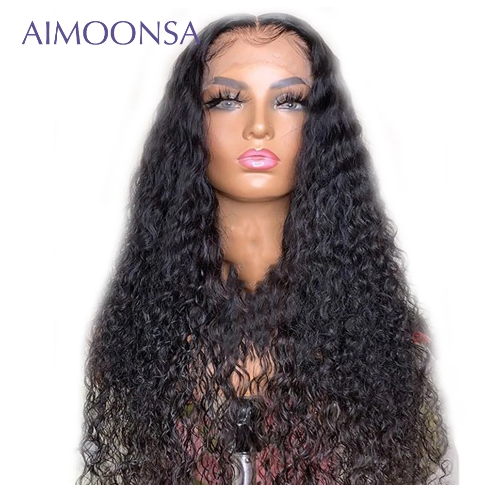 

Transparent Lace Wigs 360 Lace Frontal Wg Water Wave Natural Hair Invisible Knots For Women Black Human Hair Remy Aimoonsa