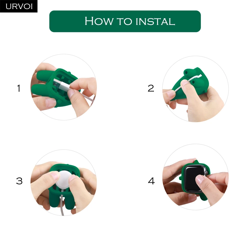 URVOI dinosaur stand for apple watch holder series 8 7 65432 SE WatchOS Nightstand keeper silicone home charging dock for iWatch