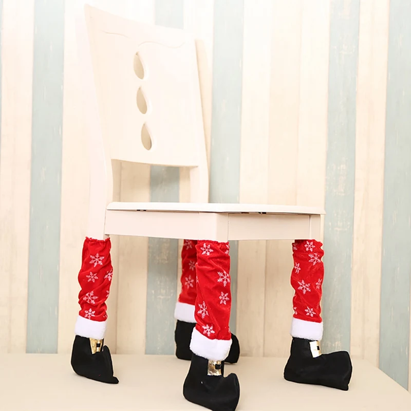 Рождественский прекрасный стол стул для ног покрытия для ног стул ножка ноги носки декорация Рождество для дома стул стол крышка новогодний декор