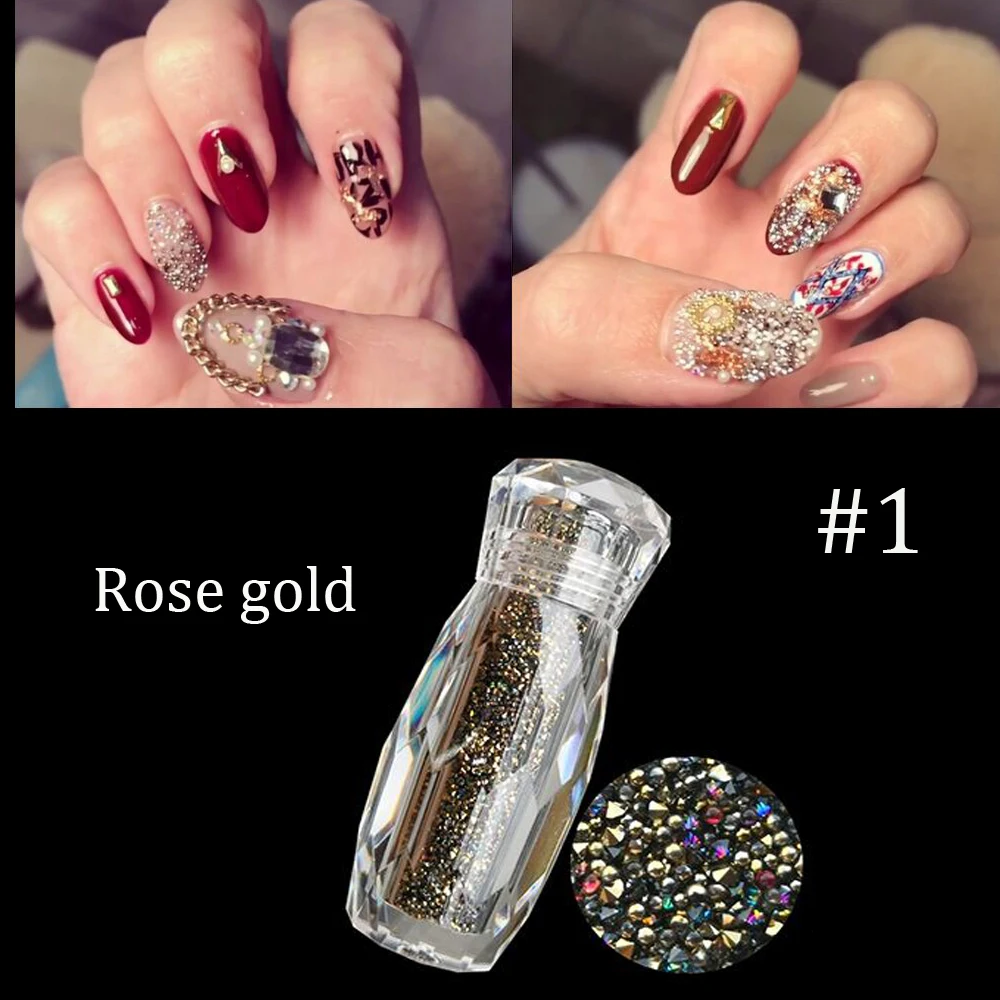 1 бутылка 3D микро бусины-стекло Икра мини Стразы для украшения ногтей смешанные 1,1 мм микро хрустальные стразы стеклянные бусины PA105
