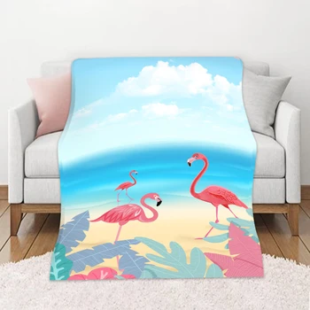 

Cartoon Flamingo Summer Air-Conditioned Blanket Girls Soft Flannel Office Nap Car Sofa Decor Children Adults Throw Blanket
