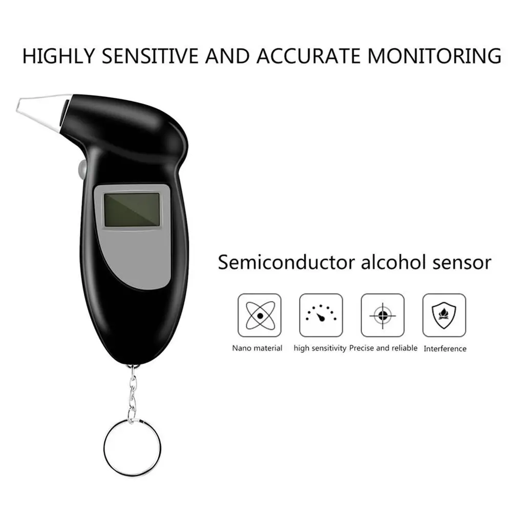 

Lcd Display Digital Alcohol Tester Plastic Breathalyzer Analyzer Detector Professional Police Alert Breath Alcohol Tester