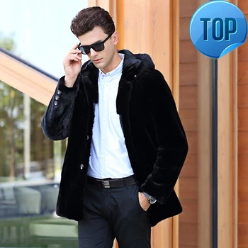 

New 2020 Real Fur Coat Men Natural Mink Fur Jacket Winter Warm Mens Mink Coat Hooded High Quality Parka Z04-3 KJ2716