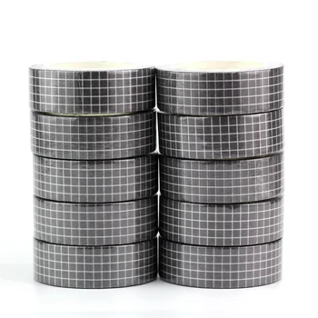 

10pcs/lot Decorative Cute Dark Grey Grid Washi Tapes DIY Scrapbooking Stickers Adhesive Masking Tape Kawaii Papeleria Wholesale