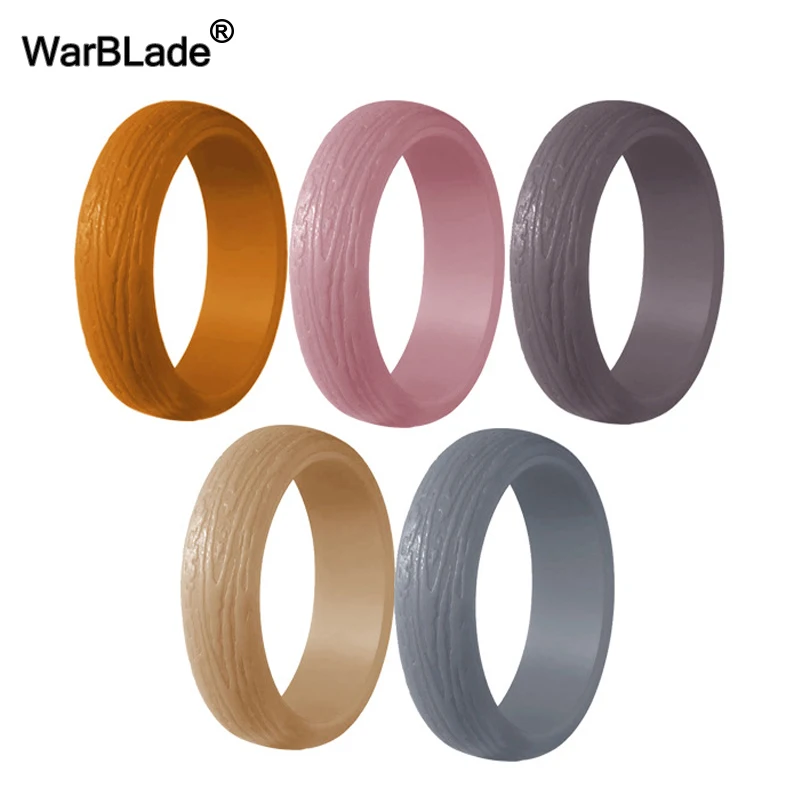 Fashion 5.7mm Tree Pattern Silicone Rings For Women Wedding Rubber Bands Sports Hypoallergenic Flexible Silicone Finger Ring