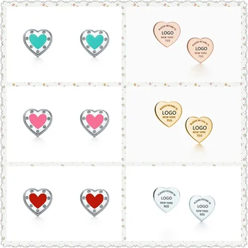 

2019 New Style Original 100% S925 Sterling Silver LOVE Heart Earrings Women Logo Fine High-End jewelry Free Shipping