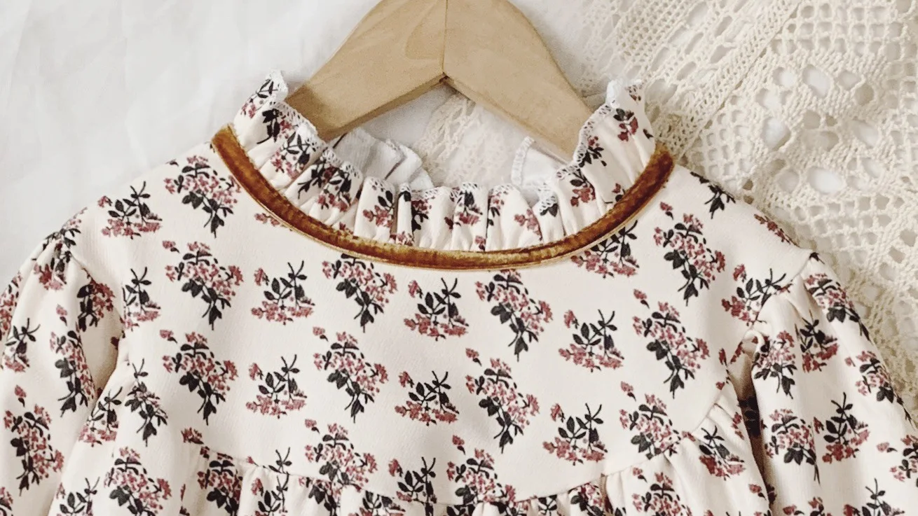 Autumn Baby Girls Dress Japanese Korean Children Flower Clothes Temperament Long Sleeve Retro Princess Dress Kids Casual Dresses