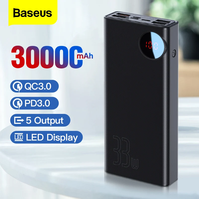 Baseus 30000 mAh Портативное зарядное USB устройство Type C PD кабель для быстрой зарядки с 3 0