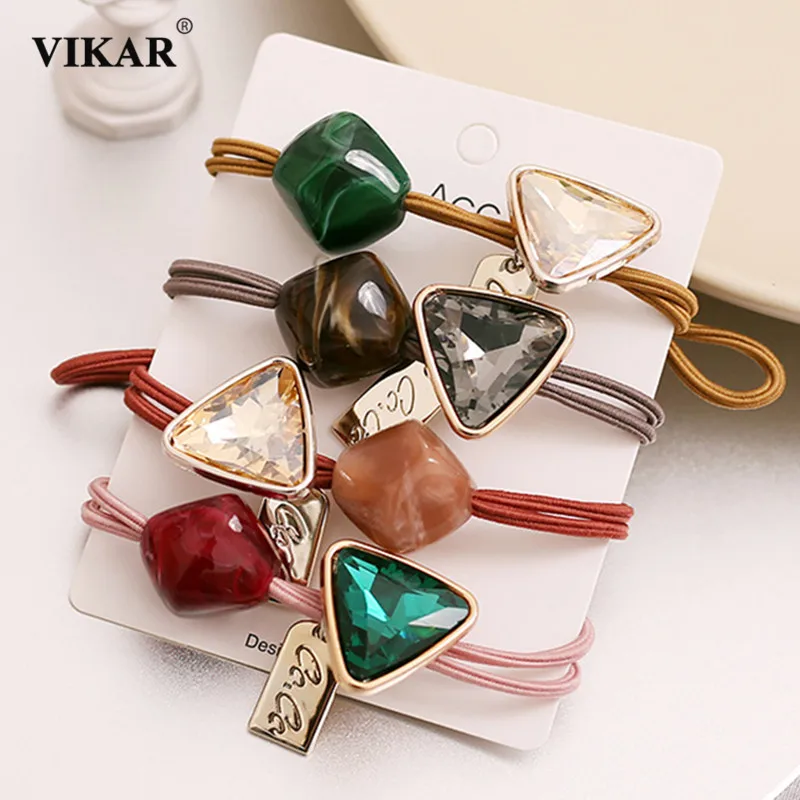 New Women Luxury Crystal Elastic Hair Band Girls Sweet Tie Simple Ponytail Holder Rubber Bands Fashion Accessories |