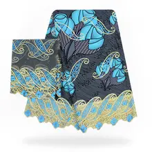 Африканская Вощеная кружевная ткань 5 ярдов/партия вышивка полиэстер материал с гипюровым кружевом и французским тюлем чистая кружевная ткань 2 ярдов WL180723