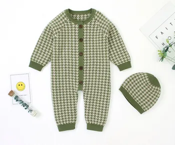 

Pudcoco Autumn Newborn Baby Boy Girl Clothes Knitting Cotton Print Sweaters Keep Warm Romper Jumpsuit Hat 2Pcs Outfits Clothes