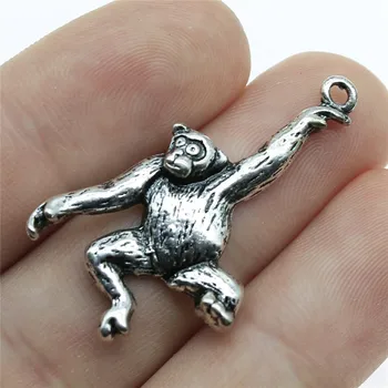 

WYSIWYG 8pcs 32x27mm Pendant Monkey Orangutan Charm Pendants For Jewelry Making Antique Silver Color