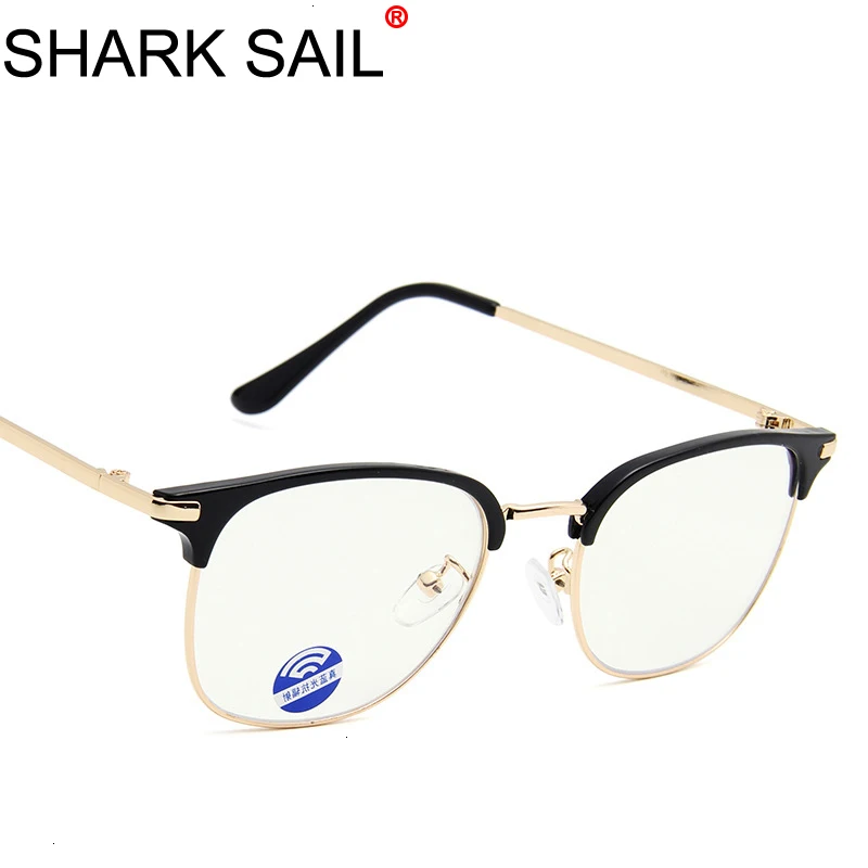 Акула парус Новейшие Модные металлические очки оправа для женщин и мужчин унисекс оптические оправы для очков Анти Синие лучи прозрачные линзы окулярные