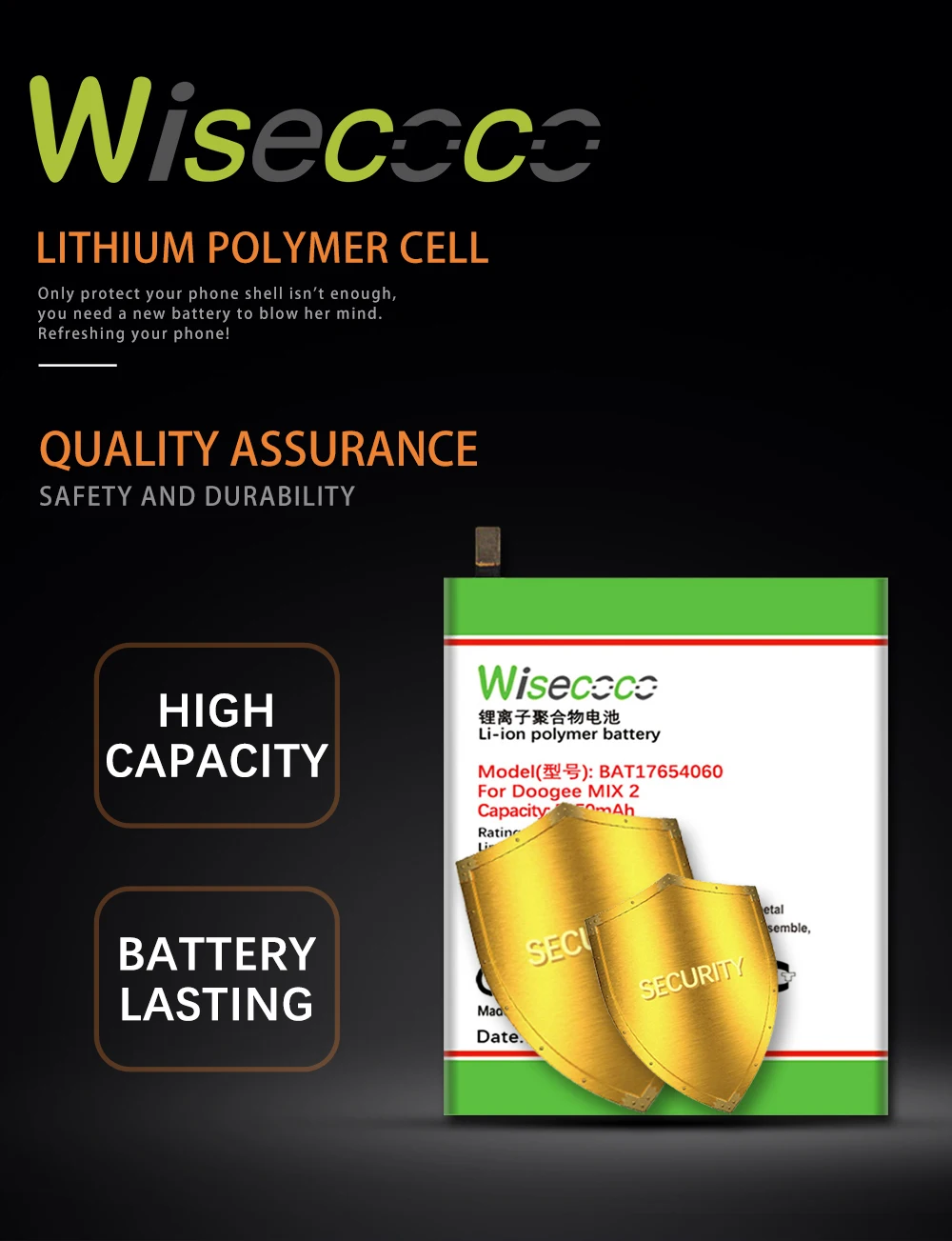 WISECOCO 5150mAh BAT17654060 батарея для телефона Doogee Mix 2 новейшее производство высокое качество батарея+ номер отслеживания