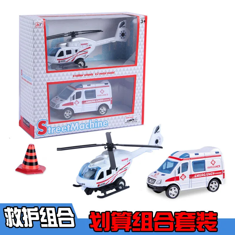 

Alloy Toy Car Rescue Set Rescue Model Car Airplane Warrior Two Pieces Zhuang And Road Signs