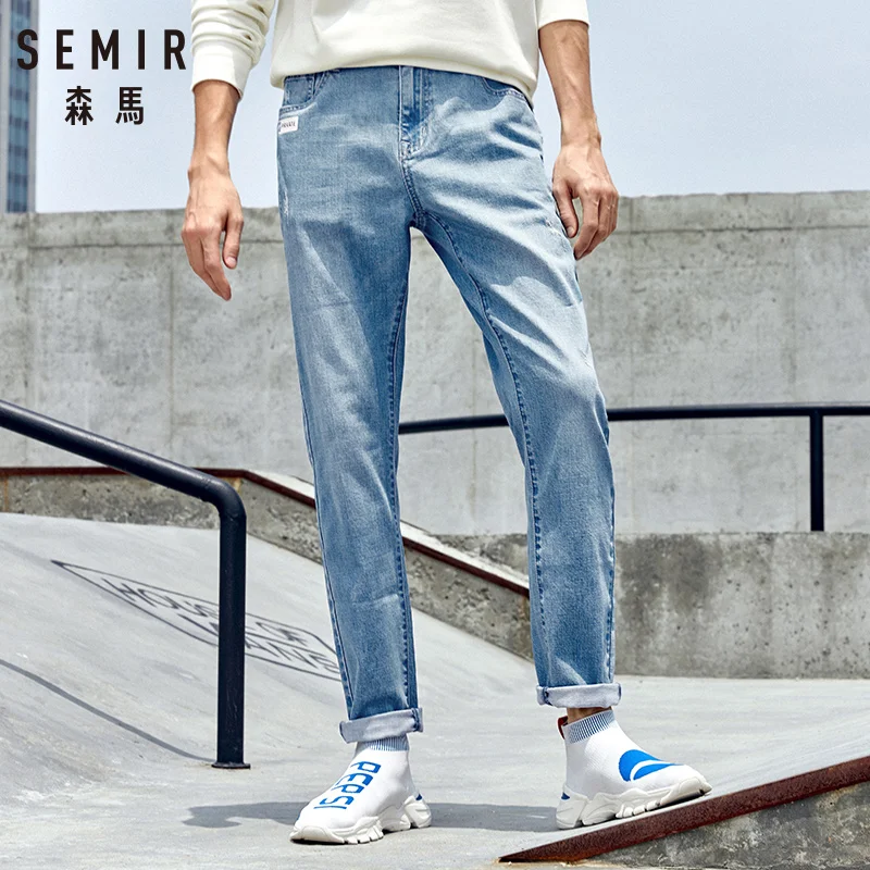 Мужские джинсы Semir, новинка, трендовые прямые брюки, мужские хлопковые осенние подростковые мужские брюки с буквенным принтом