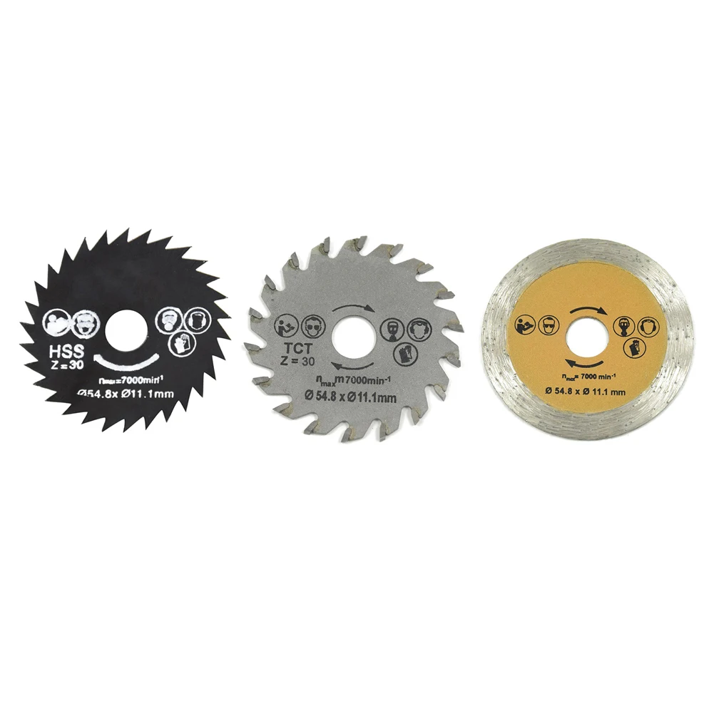 

HSS Mini Wood Circular Saw Blade Set 54.8mm High Speed Steel Saw Blade 3pcs Cutting Blade Rotary Tool with Mandrel for Industry