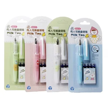 

Cute Kawaii 5pcs ink fountain pen set 0.38mm Erasable fontaine Pens Student office stationery Supplies calligraphy ink pen