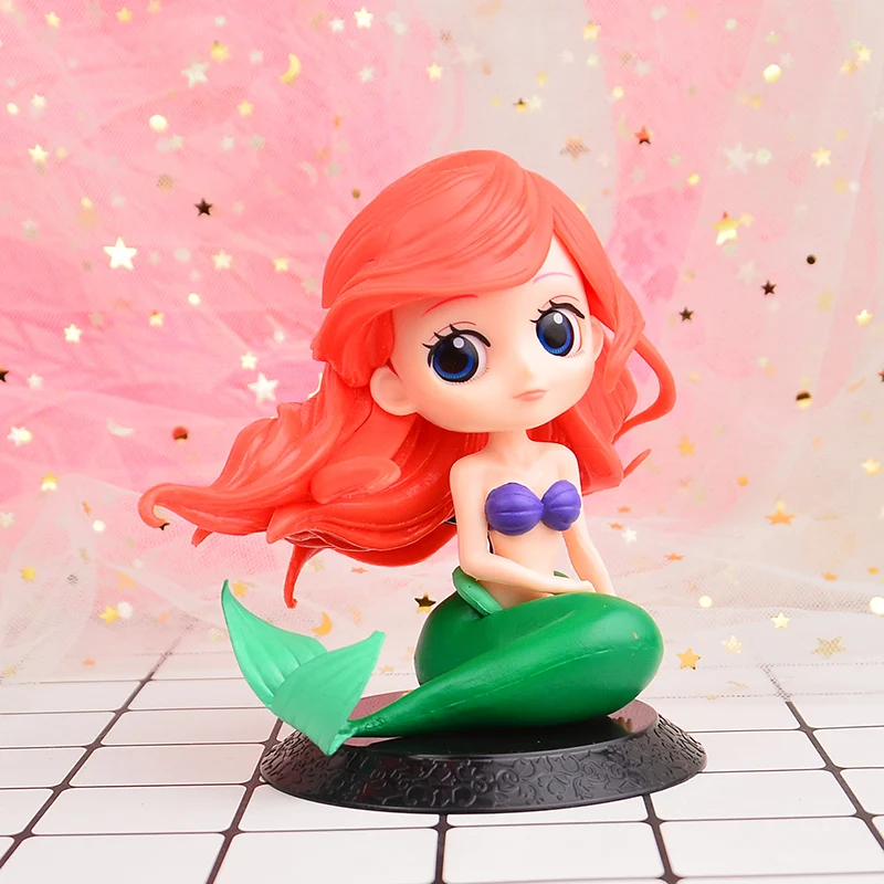 Черный 10cm/20cm Q Posket Mermaid Figure Toy Princess Ariel Little Mermaid PVC Action Figure Model Toy Dolls Gifts Cake Topper - Цвет: Черный