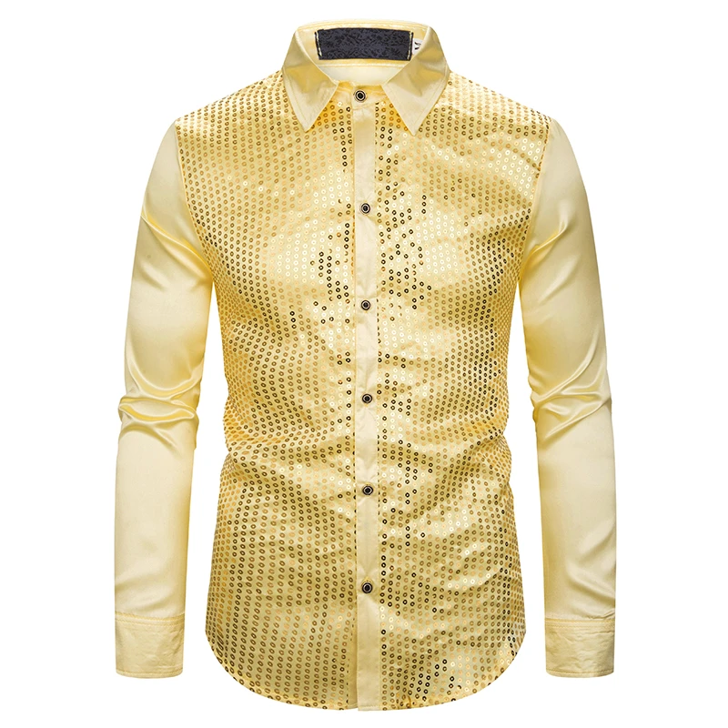 2019 Hommes Rouge Or Brillant Paillettes Conception Discotheque Scene Chanteur Danseur A Manches Longues Chemise Slim Robe De Mariee Chemise Homme Aliexpress