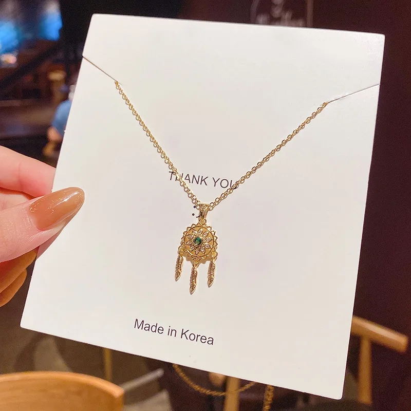 Fancy Hollow Dream Catcher Leaf Feather Shiny Crystals Drop Dangle Earrings For Women Party Jewelry Korean Hanging CZ Earrings