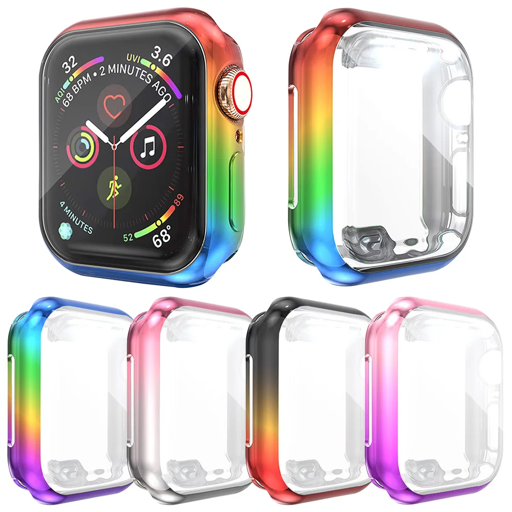 Градиентный мягкий чехол для Apple Watch SE Series 6 5 4 Cover 40 мм 44 цветной защитный из ТПУ iWatch