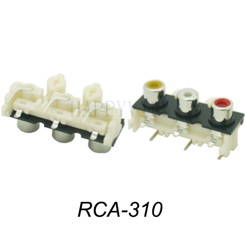 2 шт./лот RCA разъем аудио/видео одно отверстие RCA-310 цвета (желтый + белый красный) |