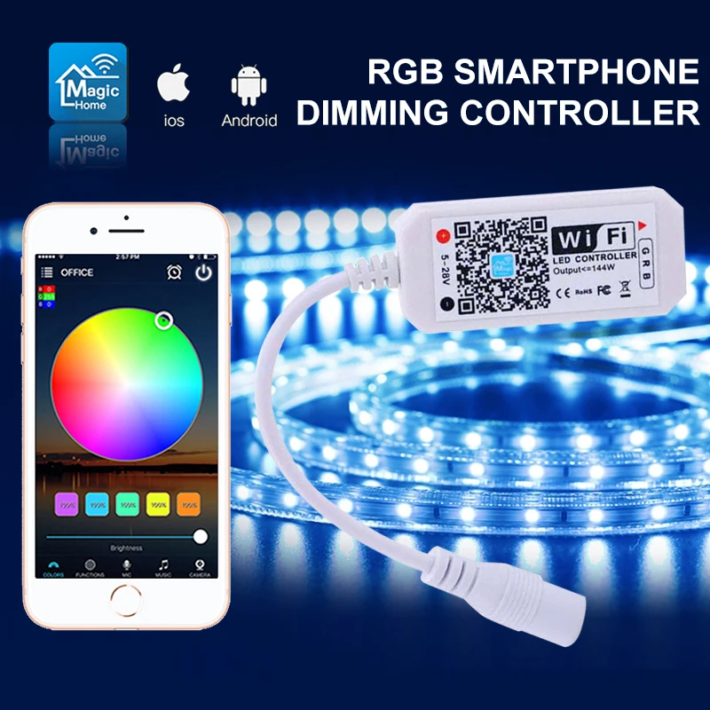 Mudança de Cor Remoto sem Fio Inteligente Strip Controlador Suporte Controle Pode Ser Escurecido Música Voz Comando Luz Acessórios Rgb Led 1 controlador suporte controle remoto sem fio pode