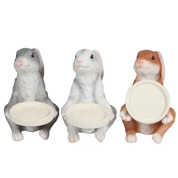 

8" Simulation Animal Cute Pet Rabbit Tray Creative Feature Mascot Decoration Baby Gift Resin Action Figure Toy BOX 21CM X339