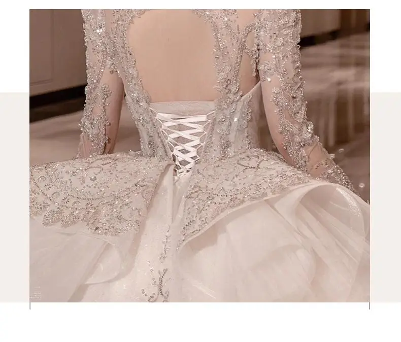 bridal gowns Vintage Luxury Long Train Wedding Dress 2022 New Bridal Dresses Ball Gown Long Sleeve Winter Beading Wedding Gowns sexy wedding dresses