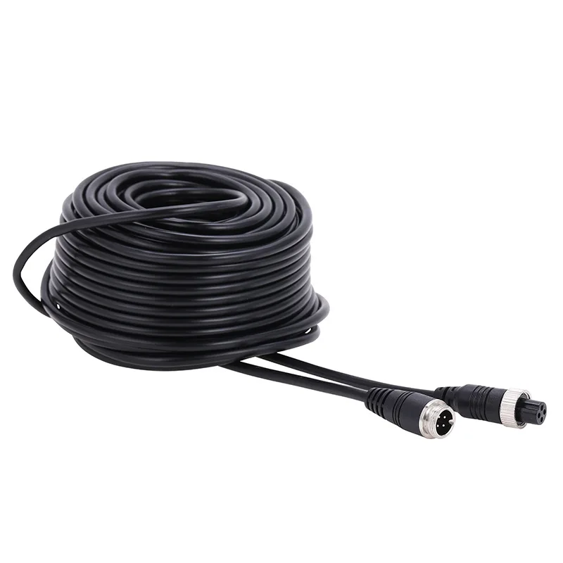 4-Pin Aviation Video Extension Cable 5M 15M for Truck Bus Monitor and Rear View Camera Connection