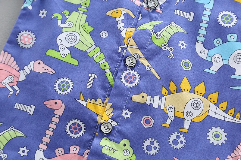 Летняя одежда для маленьких мальчиков Новинка года; модная футболка с динозавром из мультфильма+ шорты; хлопковые комплекты детская одежда комплект из 2 предметов для малышей