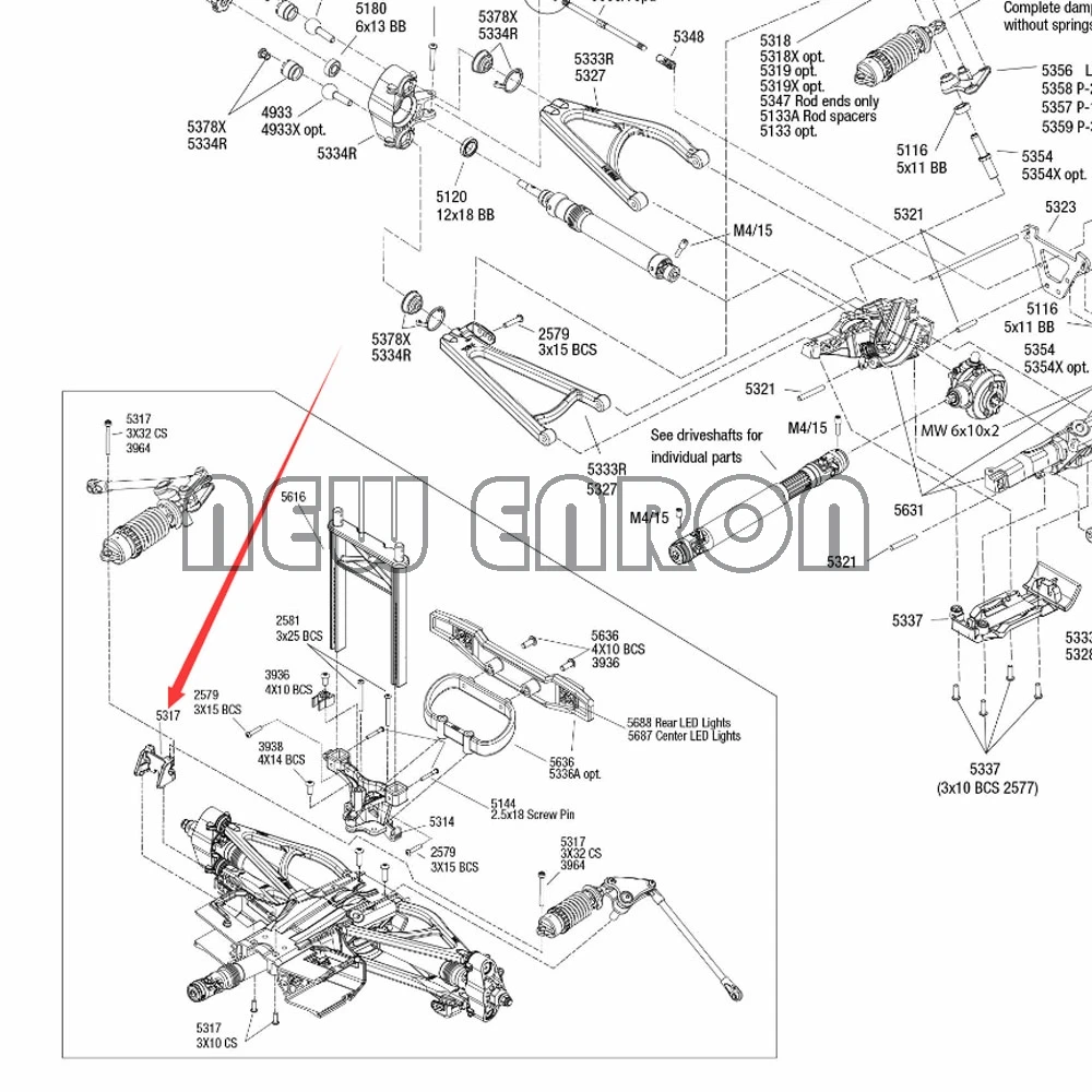 NEW ENRON 5317 Aluminum Front+Rear Shock Tower Damper Mount SET For TRAXXAS 1/10 REVO 3.3 E-REVO 2.0 VXL Slayer Pro 4X4 Summit