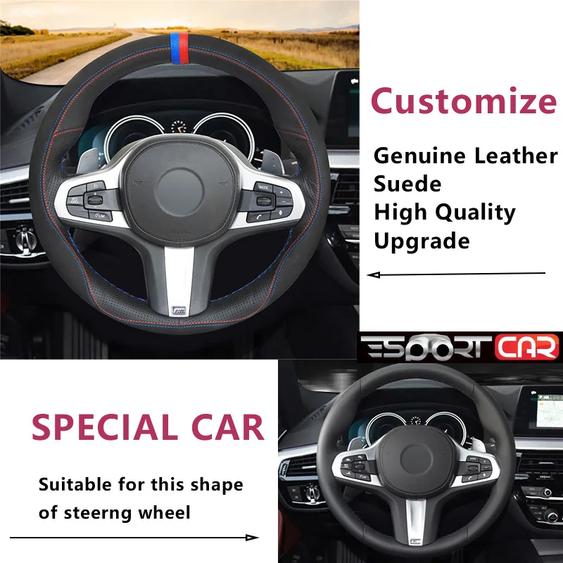 

New Black Genuine Leather Suede Car Steering Wheel Cover for BMW M Sport G30 G31 G32 G20 G21 G14 G15 g16 X3 G01 X4 G02 X5 G05