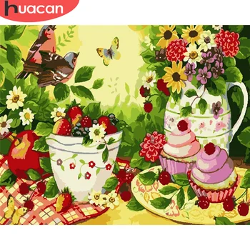 

HUACAN Painting By Number Fruit Drawing On Canvas Hand Painted Paintings Art Gift DIY Pictures By Numbers Flower Kits Home Decor