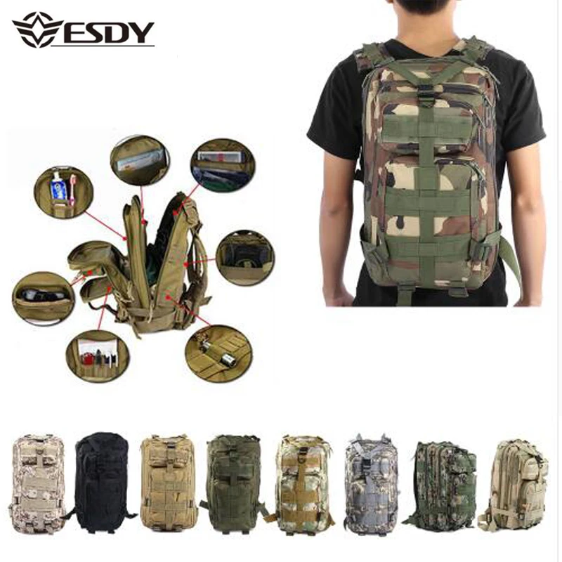 Men Military Tactical Backpack 30L Camouflage Outdoor Sport Hiking Camping Hunting Bags Women Trave - 32863680160