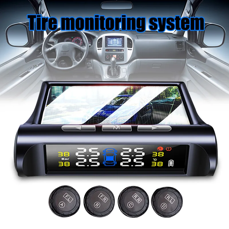 Система контроля давления в шинах, солнечная энергия, TPMS, беспроводной, 4 внешних датчика для автомобиля CSL88