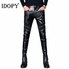 Idopy мужские кожаные брюки в стиле панк обтягивающие вечерние для ночного клуба сценические стимпанк Искусственные Брюки из искусственной кожи для мужчин