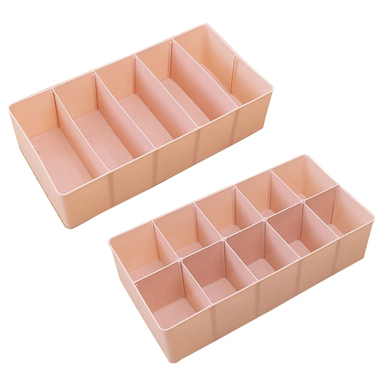 

New 2Pcs Underwear Storage Box for Ties Socks Shorts Bra Closet Organizer Divider Drawer Multiple Grids Can Adjust the Partition