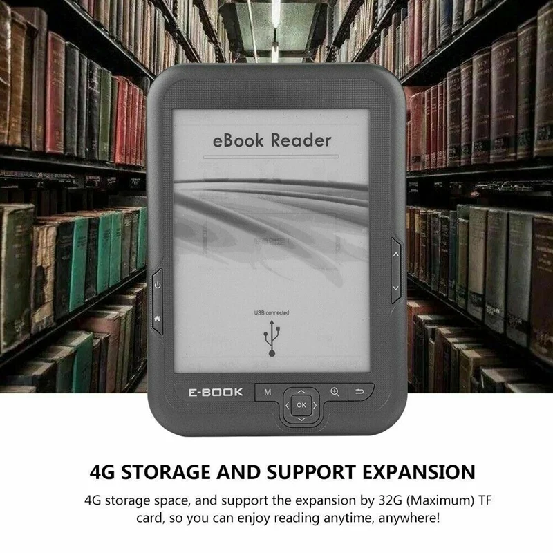  6 Inch 4GB Ebook Reader E-Ink Capacitive E Book Light Eink Screen E-Book E-Ink E-Reader MP3 with Ca