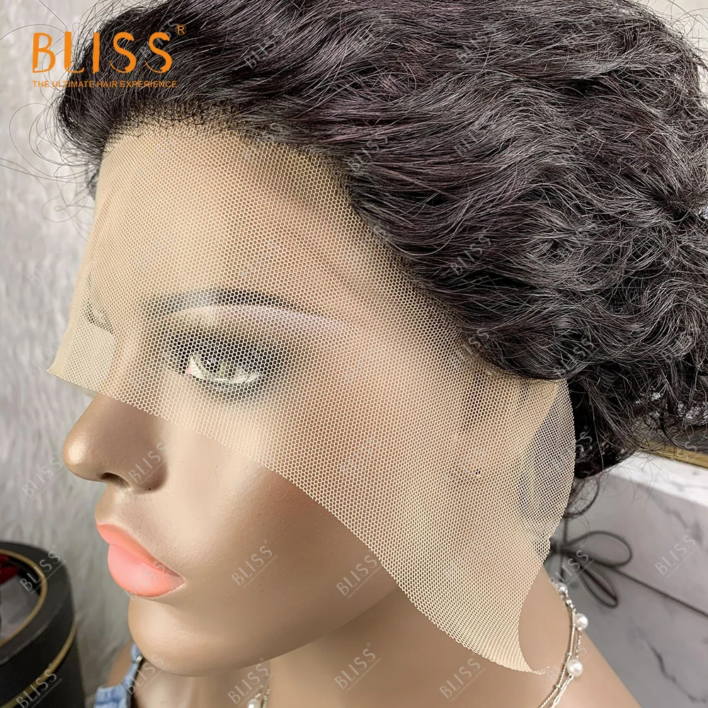 Bliss Lace Front Wigs Pixie Cut Human Hair Short 100% Brazilian Curly Wig for Black Women | Шиньоны и парики