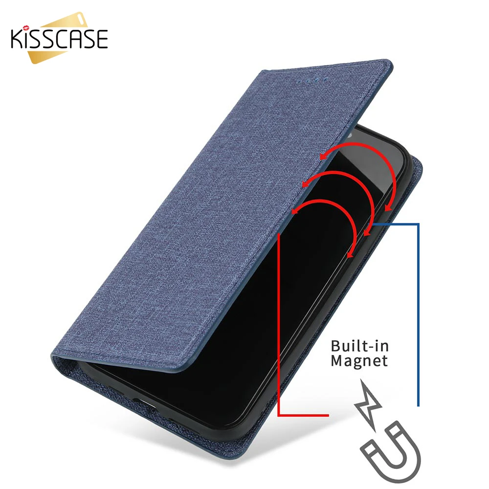 Kisscase чехол для iPhone 11 XR XS Max откидной Магнитный тканевый s Pro X 6 6S 7 8 Plus кошелек с