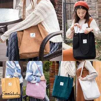 

New Fashion Women Corduroy Handbag Shoulder Bags Large Tote Purse Travel Messenger Hobo Bag