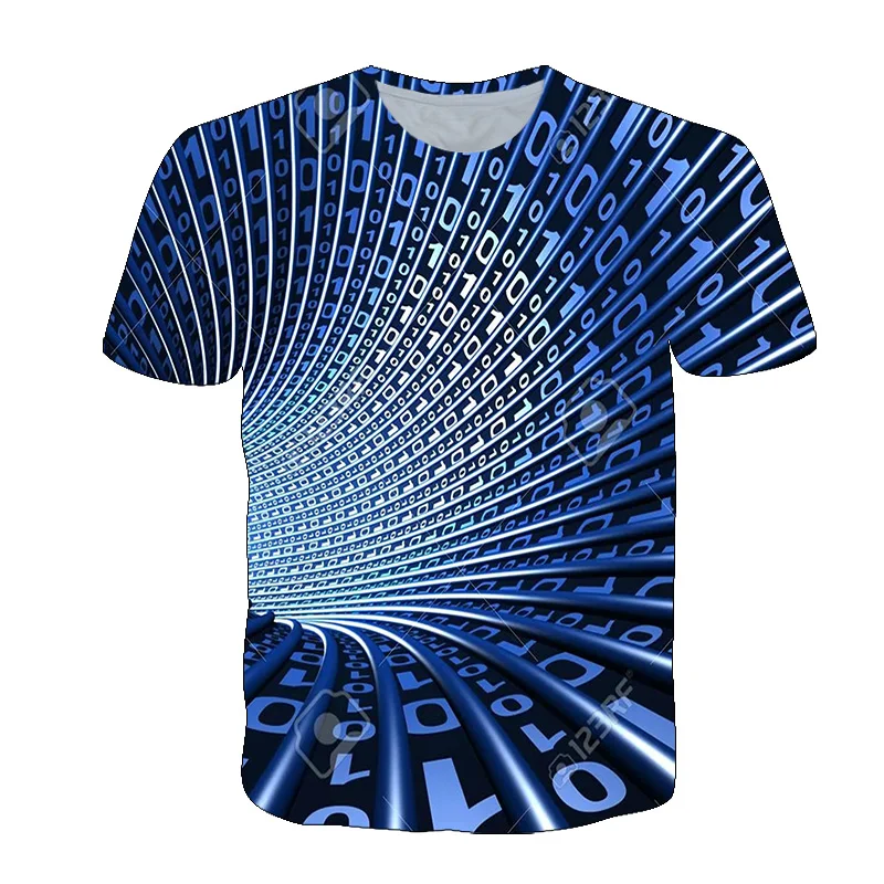 

New 3D Psychedelic Whirlpool Pattern Men t-shirt Summer Trend Three-dimensional Graphic t shirts Fashion Casual Print T-shirt