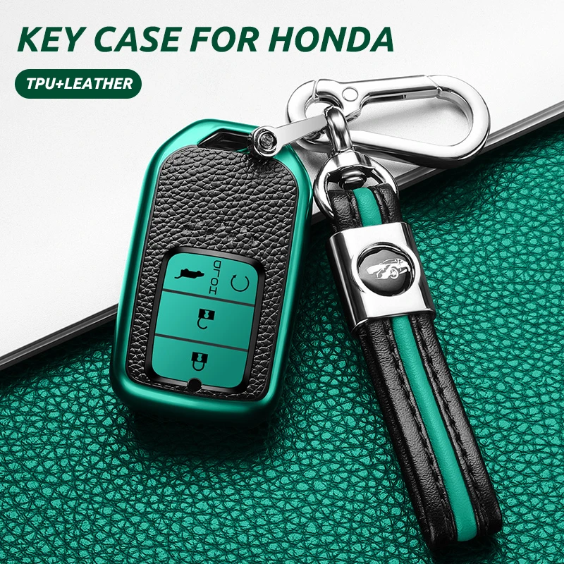 

TPU+PU Car Remote Key Cover Case Shell For Honda Civic CR-V HR-V Accord Fit Jade Crider Odyssey Pilot Jade Jazz Key Protection