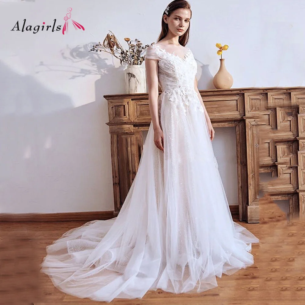 『Cheap!!!』- Appliques wedding dresses Floor-Length wedding party
dress Court Train Bridal Gown Size Custom Made wedding dresses for bride