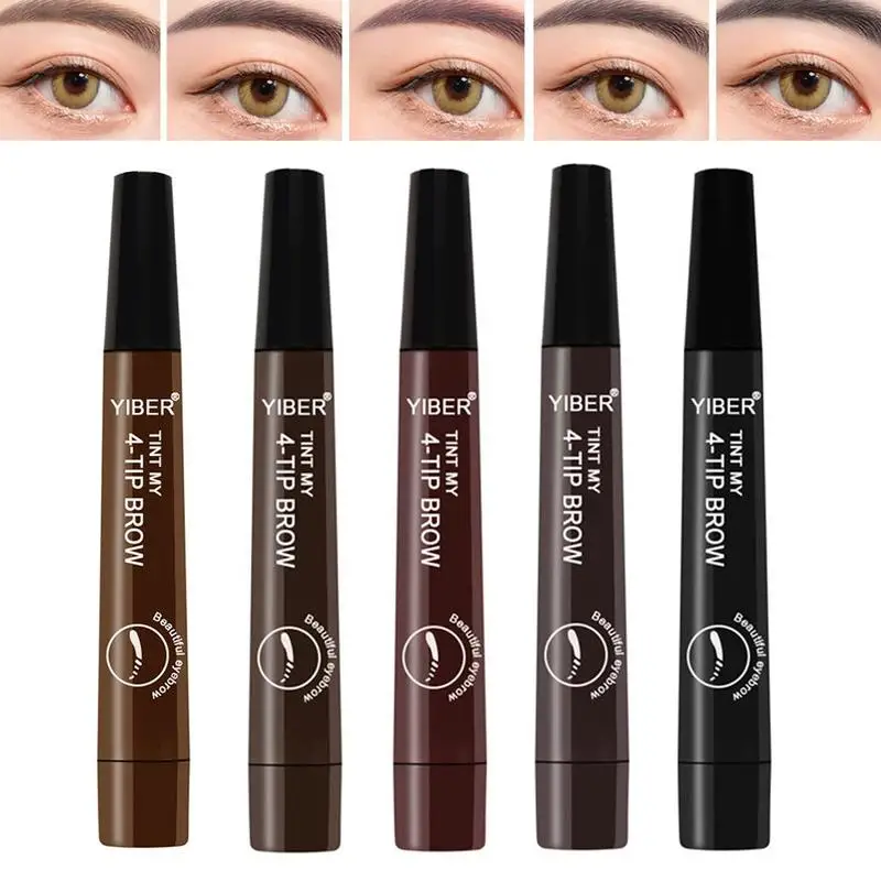 

5 Colors Waterproof Eyebrow Pen Long Lasting Eye Brow Marker Pencil Eyebrow Dye Tint Pen for Eyebrows Makeup Eyes Cosmetics
