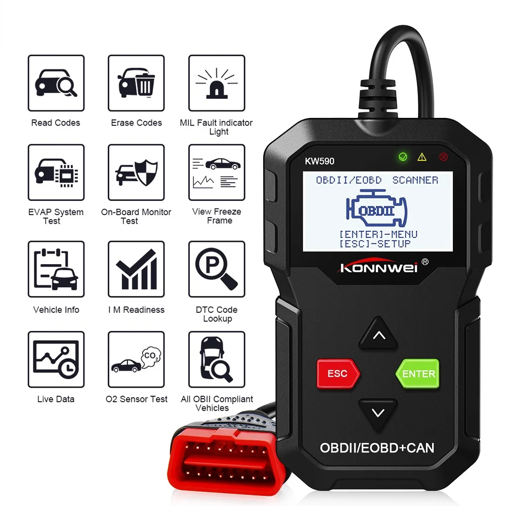 Диагностический инструмент OBD 2020 KONNWEI KW590 автомобильный считыватель кодов OBD2